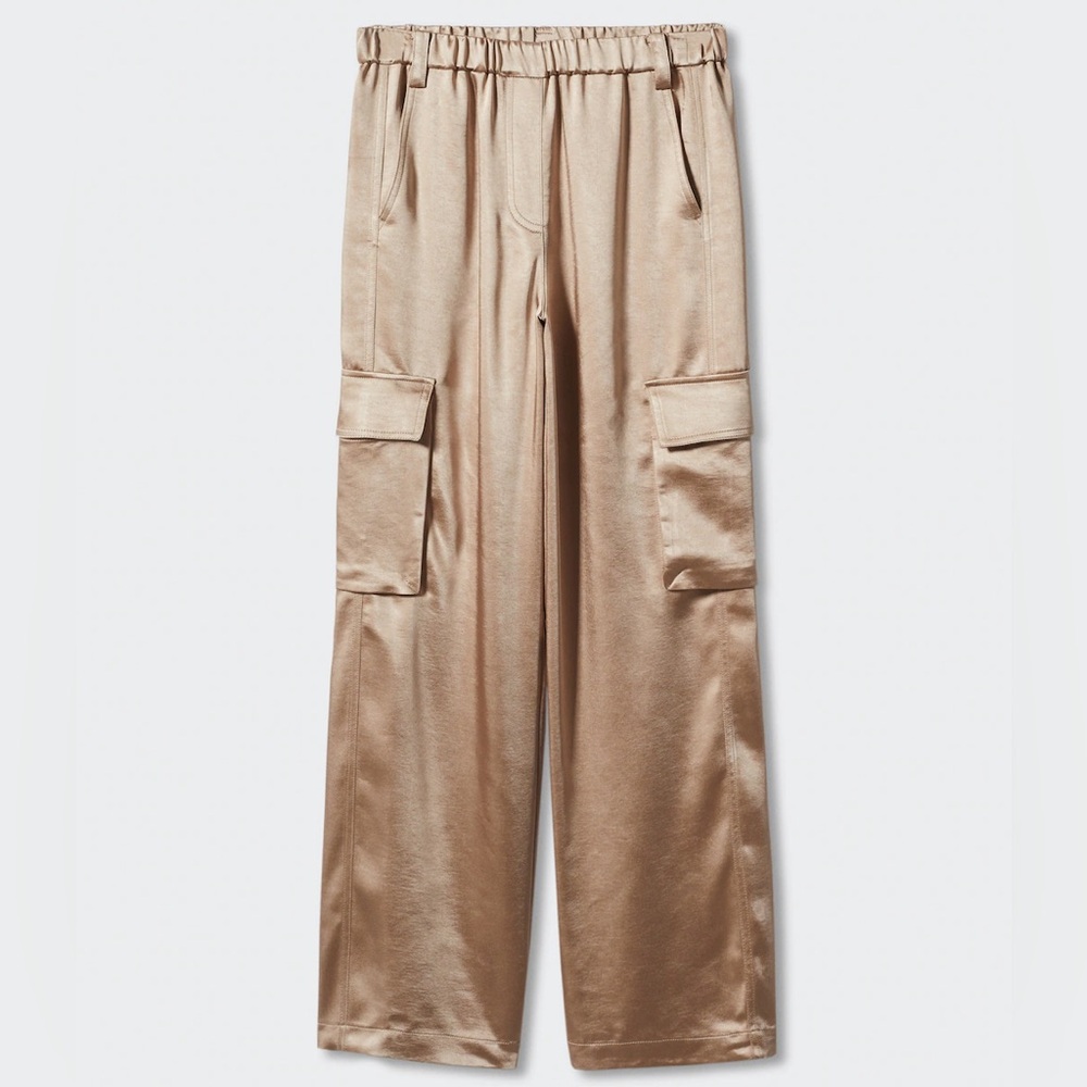 Mango Satin Flowy Cargo Pants - Picture 3 of 7